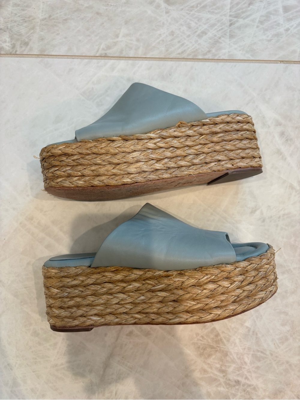 Paloma Barcelo Leather Espardilles Wedge Sandals - Picture 8 of 9